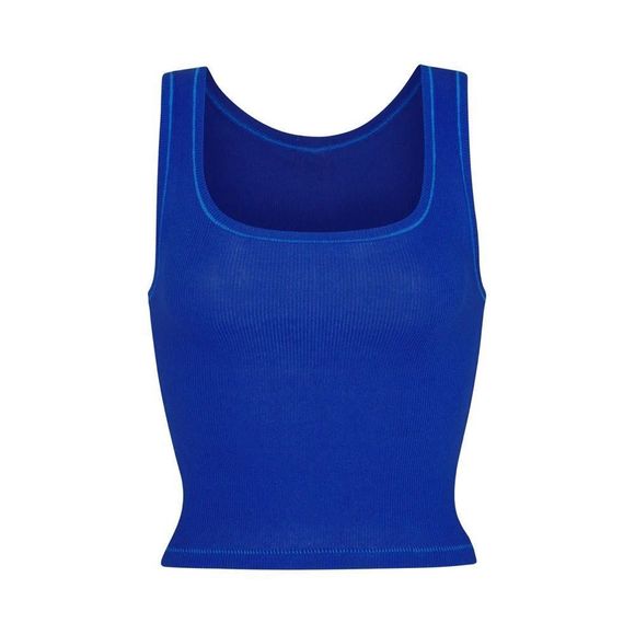 NEW Skims Cotton Rib Tank Sz LARGE in Cobalt